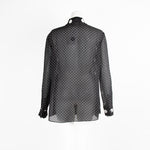 Moschino Black Polka Dot Tie Neck Blouse