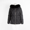 Prada Black Quilted Puffer Jacket with Fur Hood