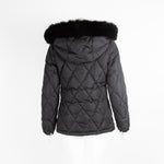Prada Black Quilted Puffer Jacket with Fur Hood
