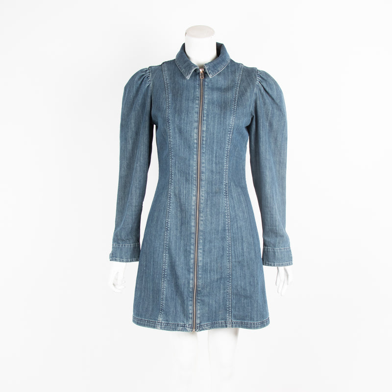 Alexa Chung Blue Denim Zip Up Mini Dress