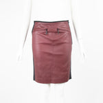 Louis Vuitton Burgundy Leather Black Side Panel Skirt