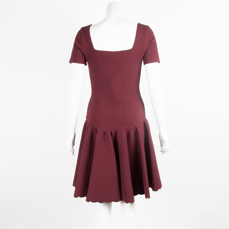 Antonio Berardi Claret Short Sleeve Fit And Flare Dress