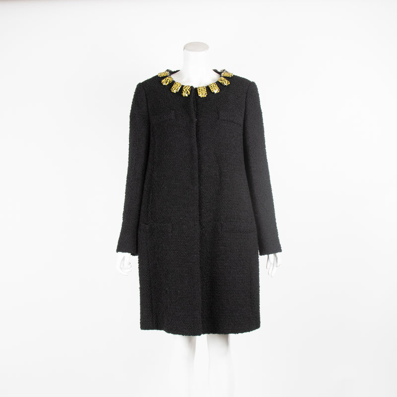 Moschino Cheap and Chic Black Boucle Jacket with Jewelled  Collar