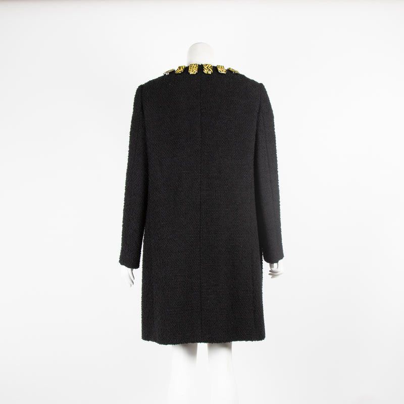 Moschino Cheap and Chic Black Boucle Jacket with Jewelled  Collar