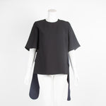 Victoria Beckham Black Blouse with Navy Belt