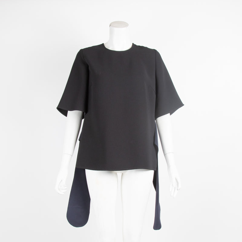 Victoria Beckham Black Blouse with Navy Belt