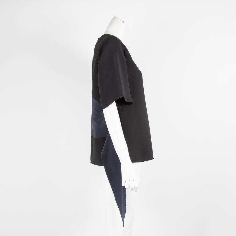 Victoria Beckham Black Blouse with Navy Belt