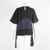 Victoria Beckham Black Blouse with Navy Belt