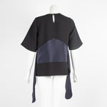 Victoria Beckham Black Blouse with Navy Belt