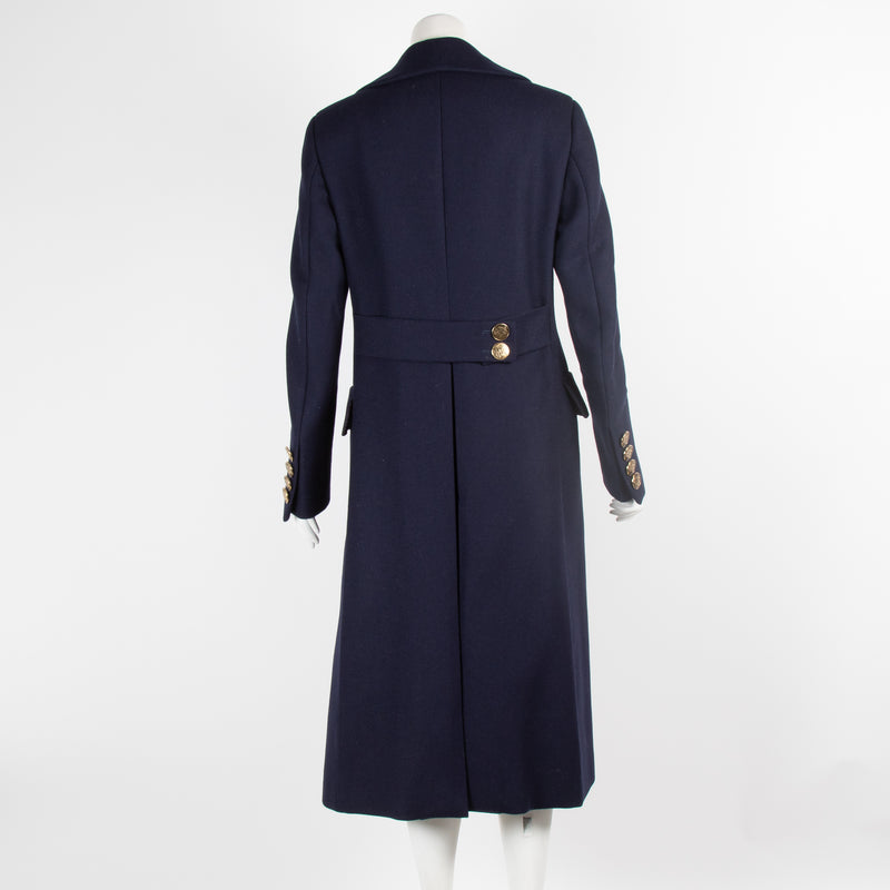 Tods Navy Wool Military Coat