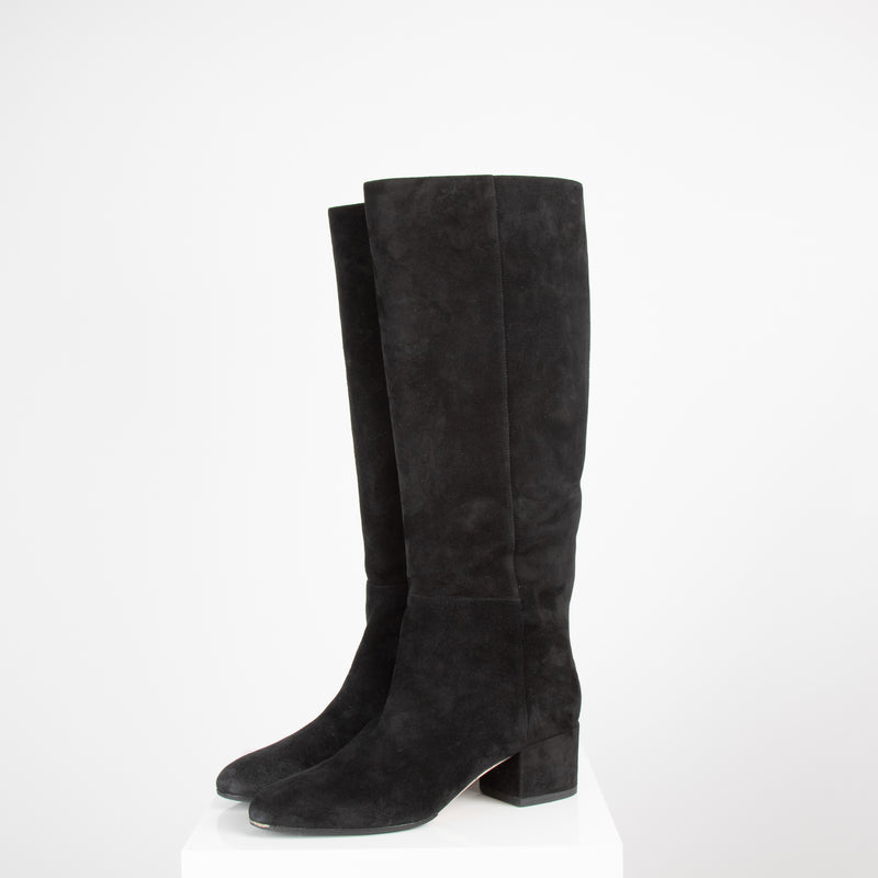 Sergio Rossi Black Suede Knee Boot