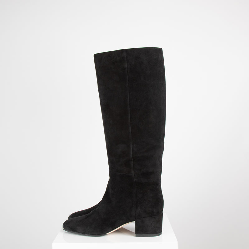 Sergio Rossi Black Suede Knee Boot