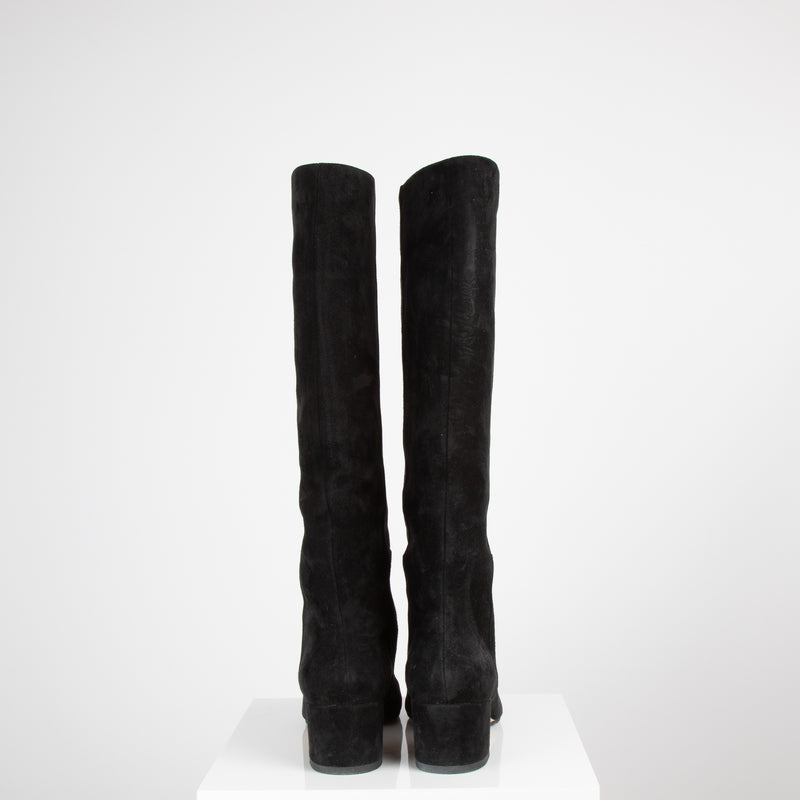 Sergio Rossi Black Suede Knee Boot