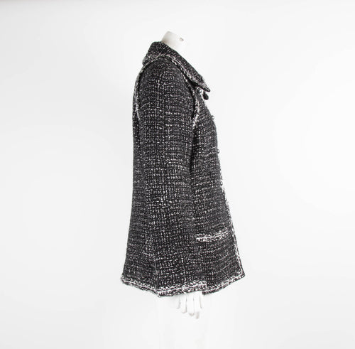Chanel Black White Tweed Perspex Button Jacket
