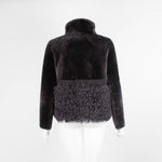 Tory Burch Grey Cropped Shearling Coat