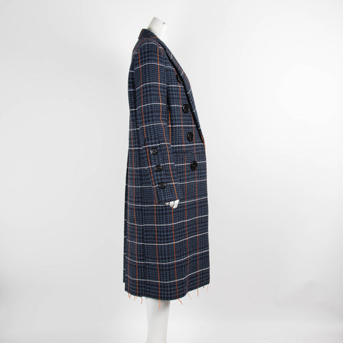 Victoria Beckham Blue Houndstooth Coat