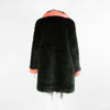 Shrimps Emerald Green Faux Fur Coat with Coral Cuffs