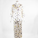 Olivia Von Halle Cream Printed Silk Pyjama Set