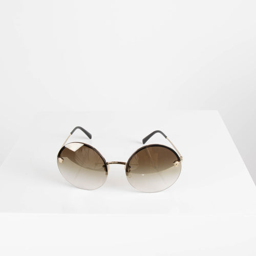 Versace Gold Round Mirrored Sunglasses