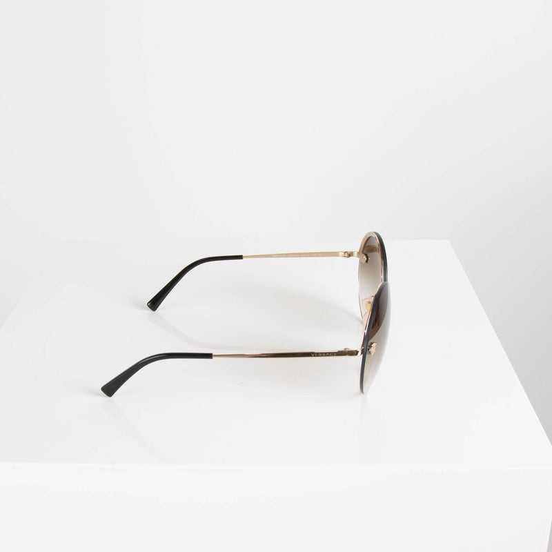 Versace Gold Round Mirrored Sunglasses