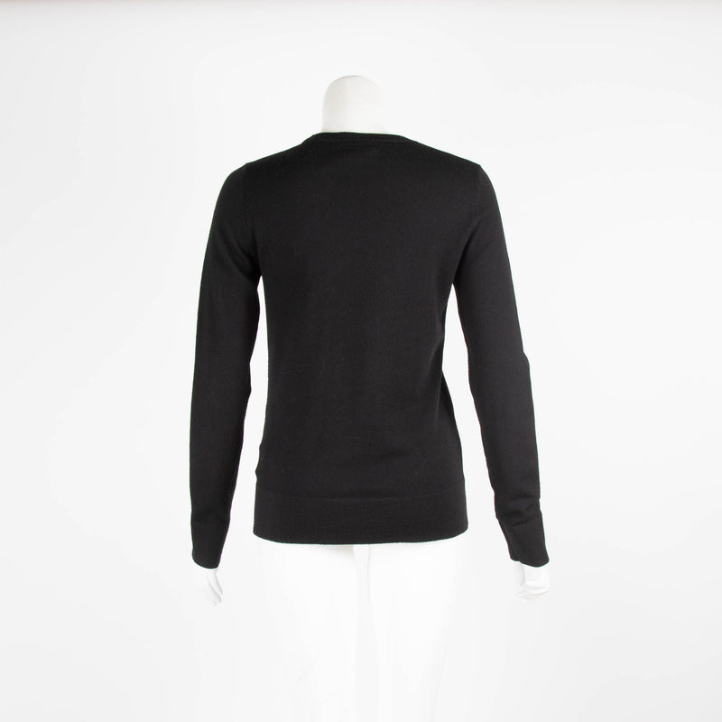 Tory Burch Black Wool Logo Round Neck Jumper