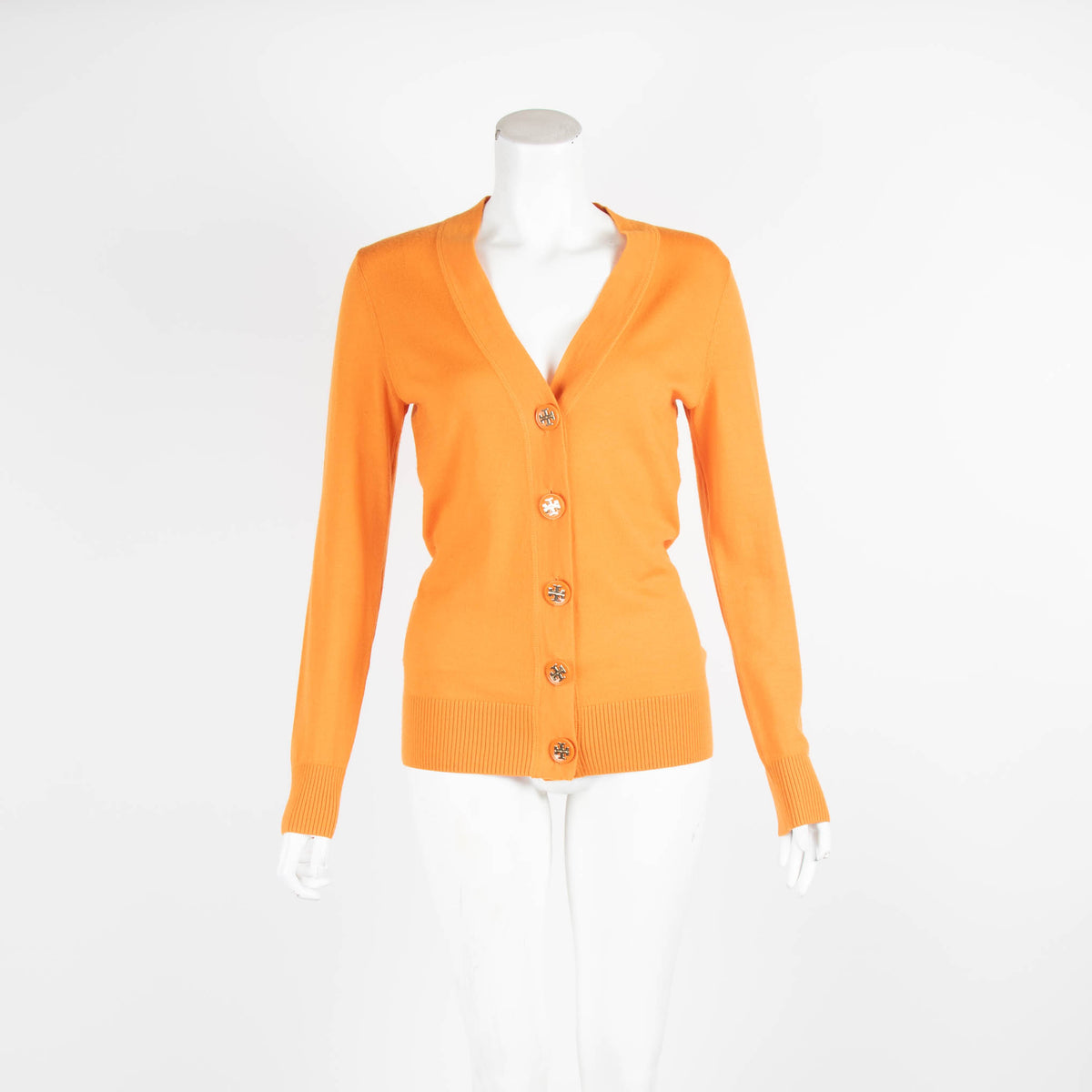 Tory Burch Orange Merino Wool Cardigan