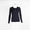 Tory Burch Navy Logo Wool Round Neck Jumper