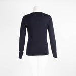 Tory Burch Navy Logo Wool Round Neck Jumper
