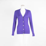Tory Burch Purple Merino Wool Cardigan