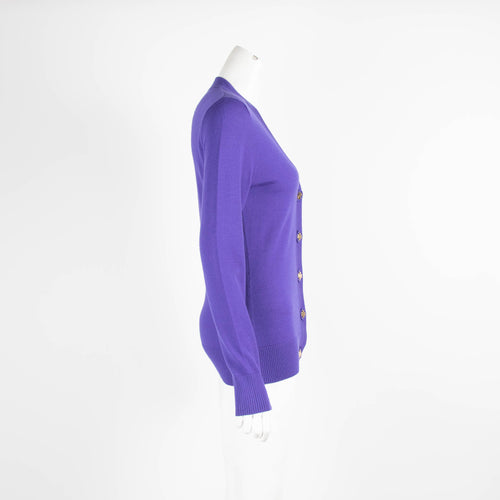 Tory Burch Purple Merino Wool Cardigan