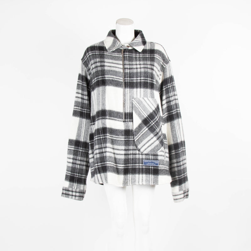 Well Done Boutique Black White Plaid Wool Overshirt