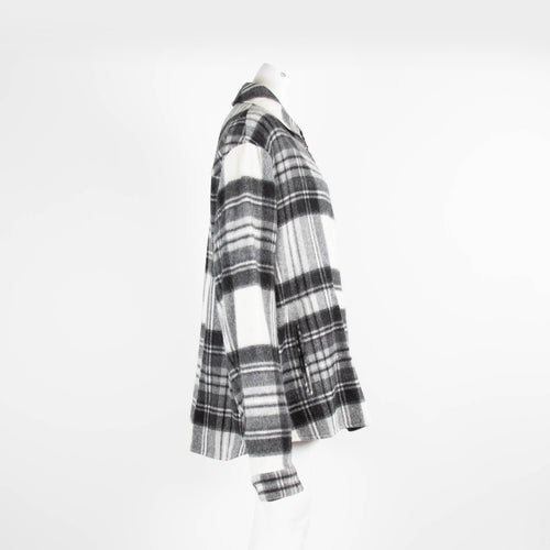 Well Done Boutique Black White Plaid Wool Overshirt