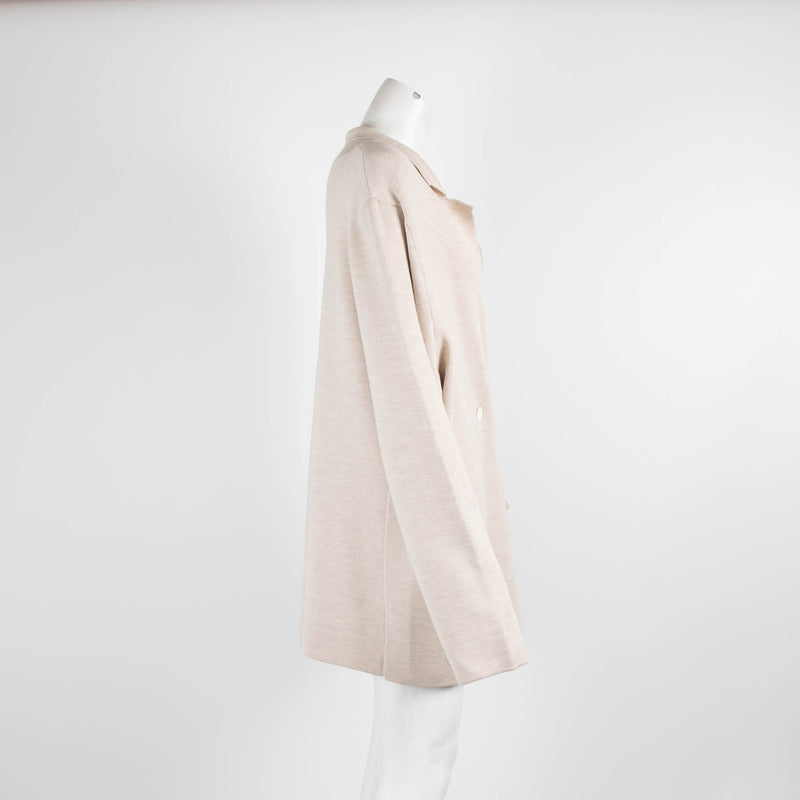 The Row Beige Knitted Silk Wool Mix Double Breasted Jacket