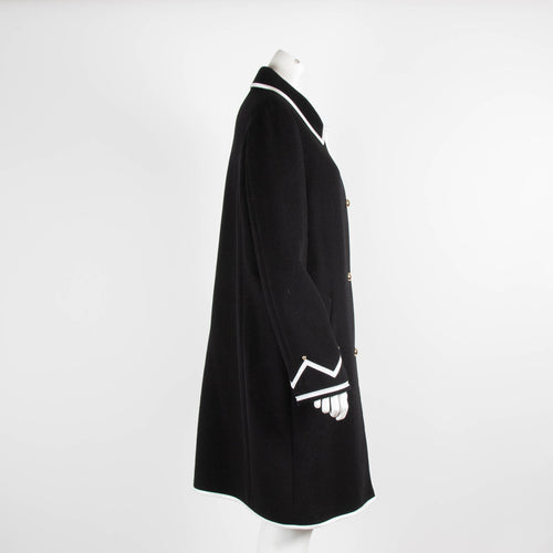 Boutique Moschino Black Coat with White Trim