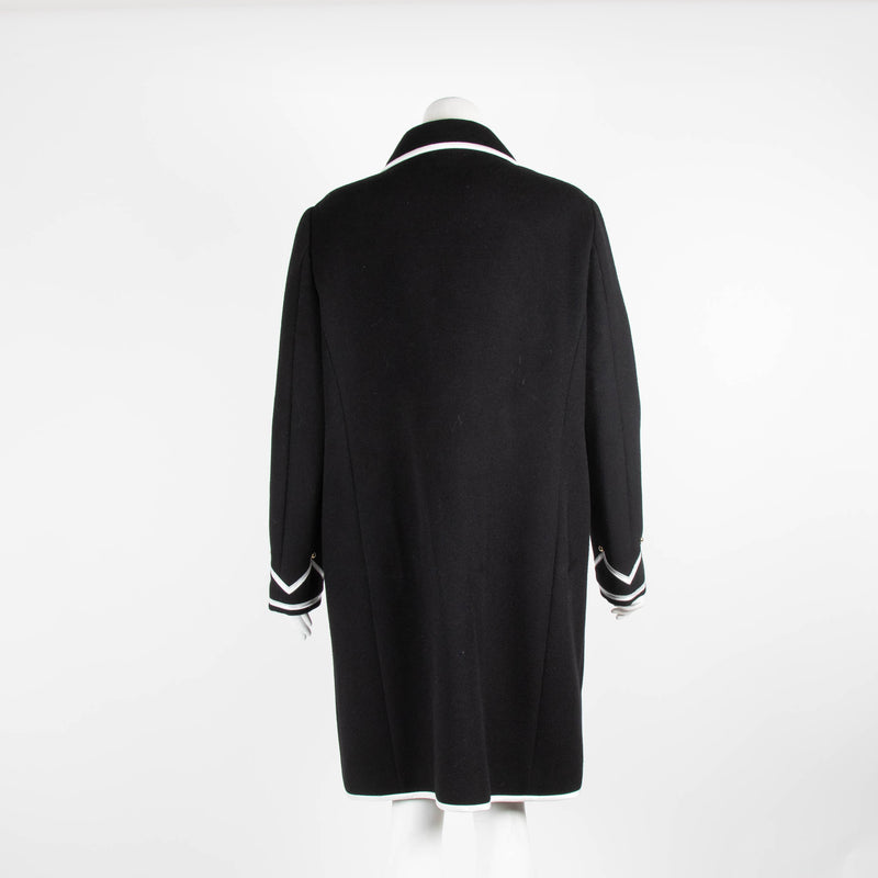 Boutique Moschino Black Coat with White Trim