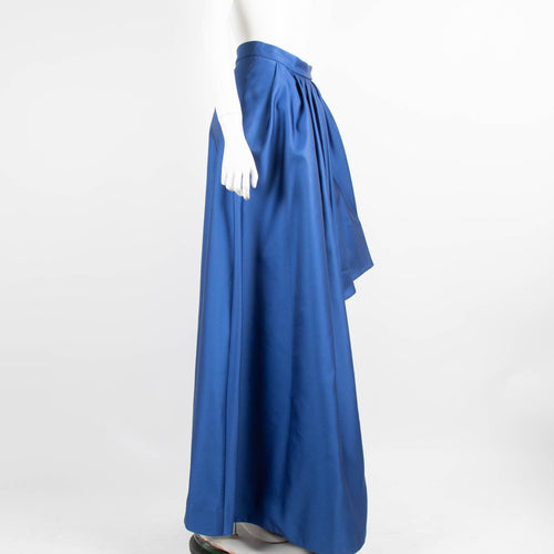 Carolina Herrera Blue Satin Gathered Maxi Skirt