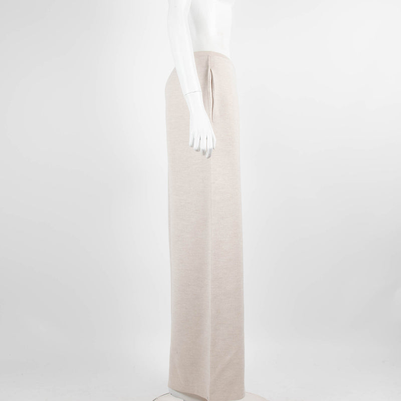 The Row Beige Wool Silk Mix Knitted Trousers