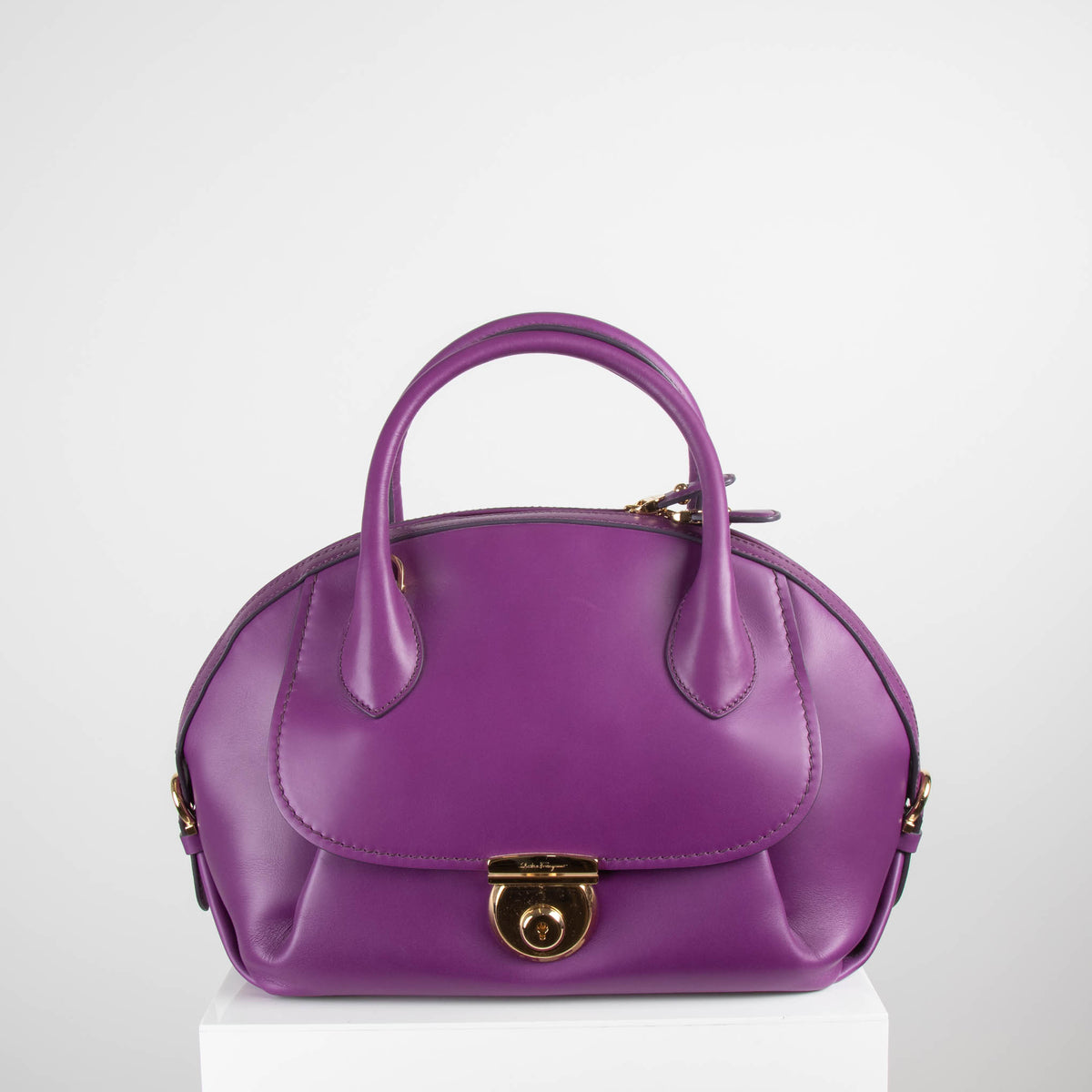 Salvatore Ferragamo Purple Bowling Tote