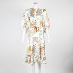 Soeur Cream Floral Silk Midi Dress