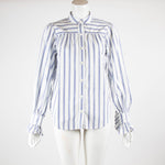 Alex Mill Blue/White Striped Collarless Shirt