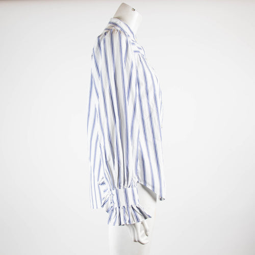 Alex Mill Blue/White Striped Collarless Shirt