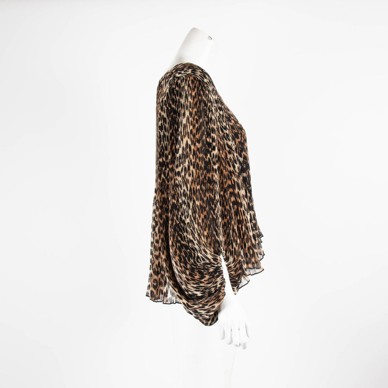 Ganni Leopard Print V neck Swing Top