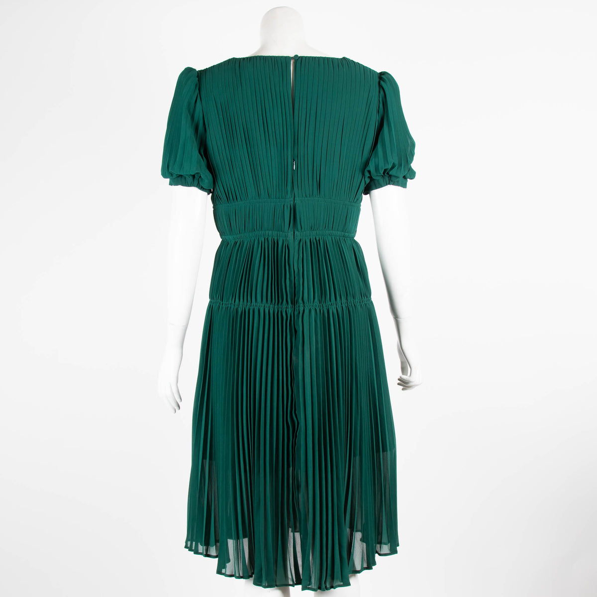 Self-Portrait Forest Green Pleated Dress