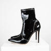 Gianvito Rossi Black Vinyl  Contrast White Stitch Ankle Boot