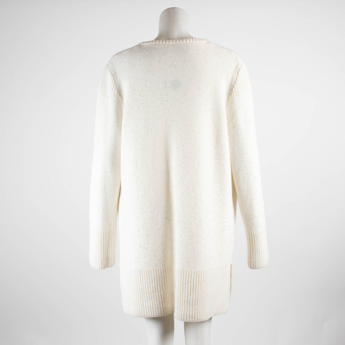 Amina Rubinacci Cream Sequin Knit Cardigan
