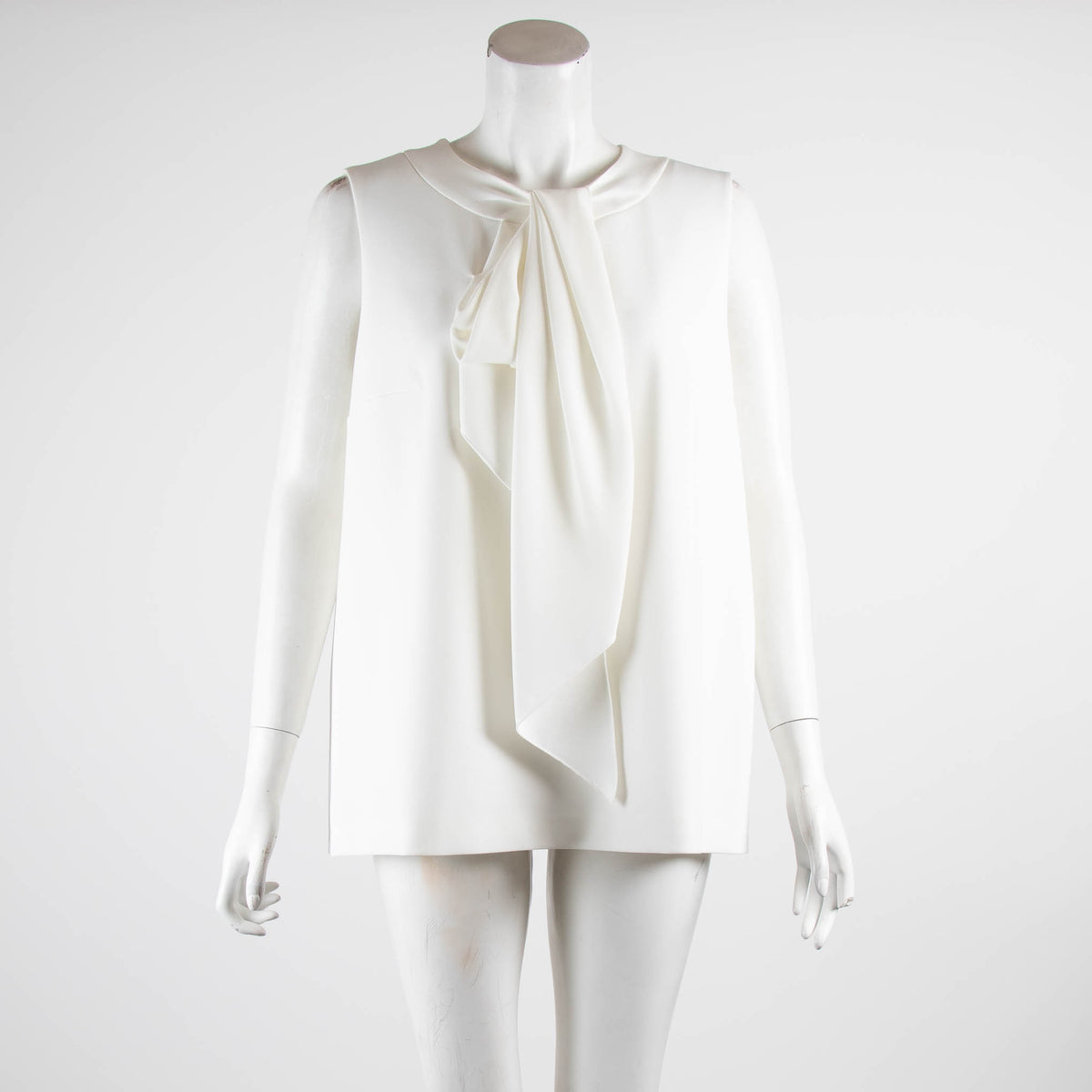 Paule Ka Cream Sleeveless Drape Neck Top