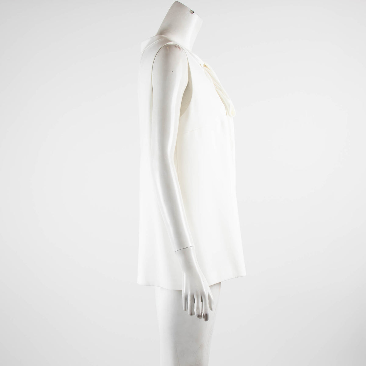 Paule Ka Cream Sleeveless Drape Neck Top