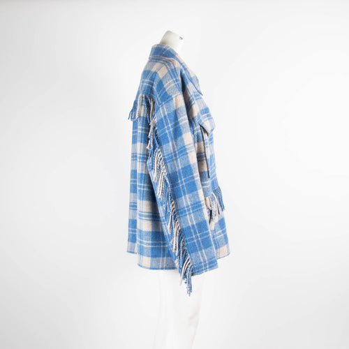 Isabel Marant Etoile Blue And White Check Tassle Overshirt