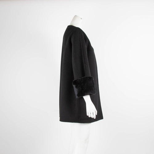 Siren Song Black Frock Coat with Fur Cuffs