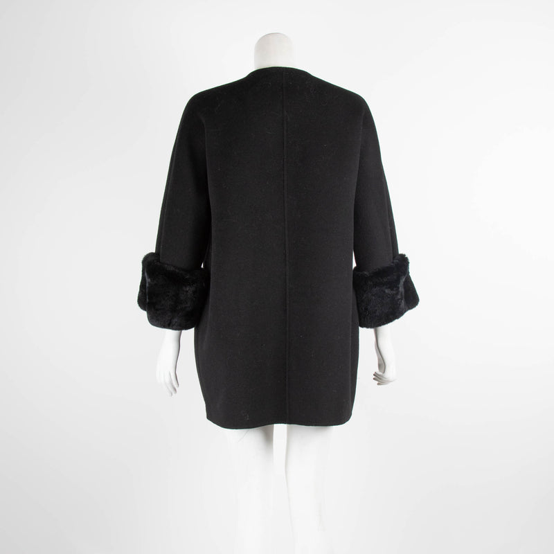 Siren Song Black Frock Coat with Fur Cuffs